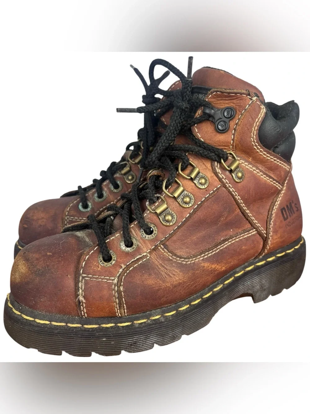 Dr. Martens AirWair Steel Toe Brown Leather Work Boots Men's Sz 7 Women’s Sz 8